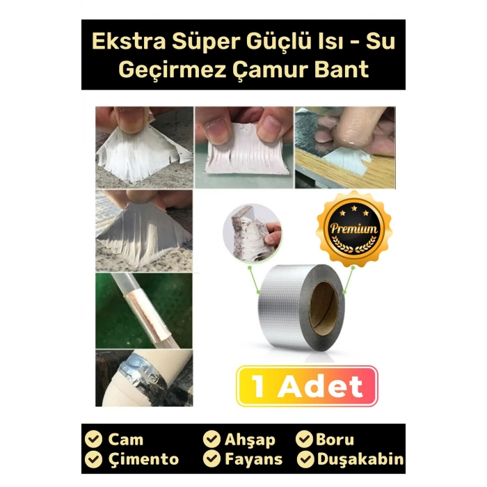 Su Geçirmez Sızdırmaz Alev Geciktirici Dayanıklı Alüminyum Tamir Bandı Sakız Çamur Bant 48mmx2mt