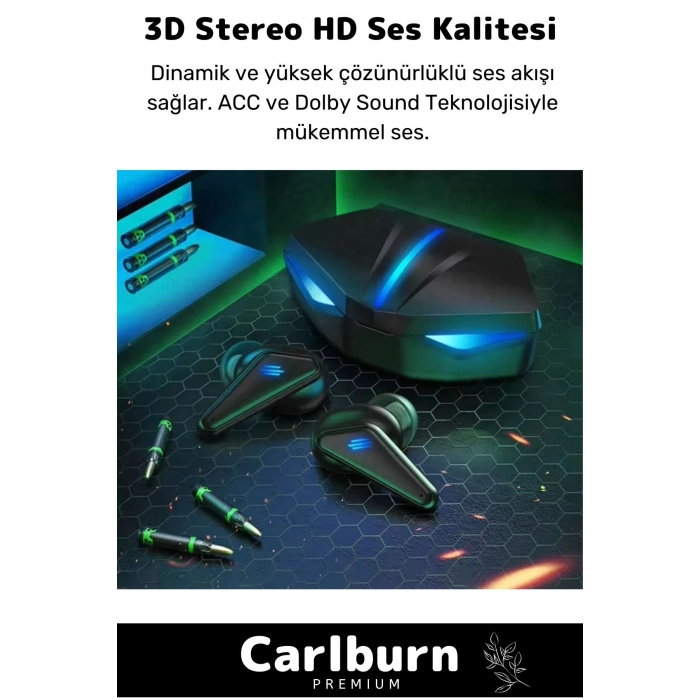 Özel RGB Işıklı K55 Tws Pro Extra Bass Mikrofonlu 3D Stereo Ses Bluetooth Kablosuz Oyuncu Kulaklık