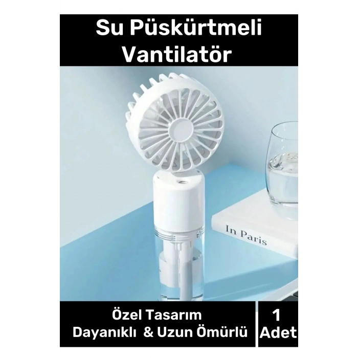 Özel Üretim Taşınabilir 3 Kademeli 1200 mAh Usb Şarjlı Su Hazneli Püskürtmeli Mini Klima Vantilatör