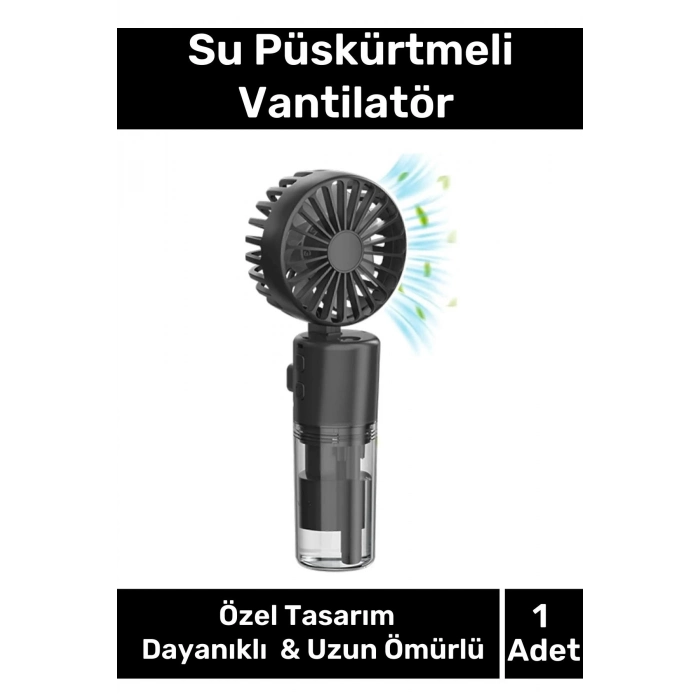 Özel Üretim Taşınabilir 3 Kademeli 1200 mAh Usb Şarjlı Su Hazneli Püskürtmeli Mini Klima Vantilatör