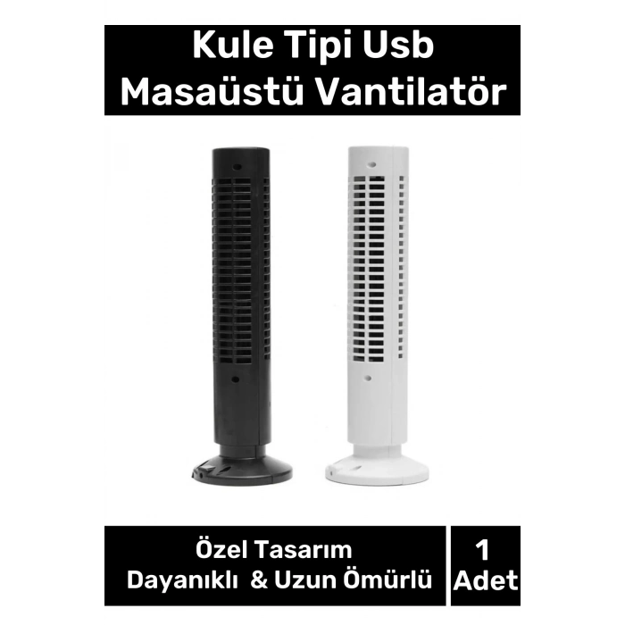 Premium Sessiz 2 Seviye Ayarlanabilir Soğutucu Şarjlı Taşınabilir Kule Tipi Usb Masaüstü Vantilatör