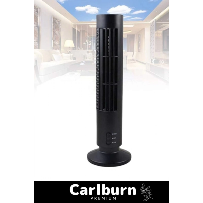 Premium Sessiz 2 Seviye Ayarlanabilir Soğutucu Şarjlı Taşınabilir Kule Tipi Usb Masaüstü Vantilatör