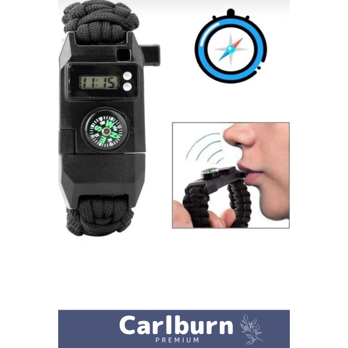 Özel Üretim Kiti Düdük Çakı Pusula Çakmaktaşı Paraşüt İpi Rahat Çok Amaçlı Hayatta Kalma Bilekliği