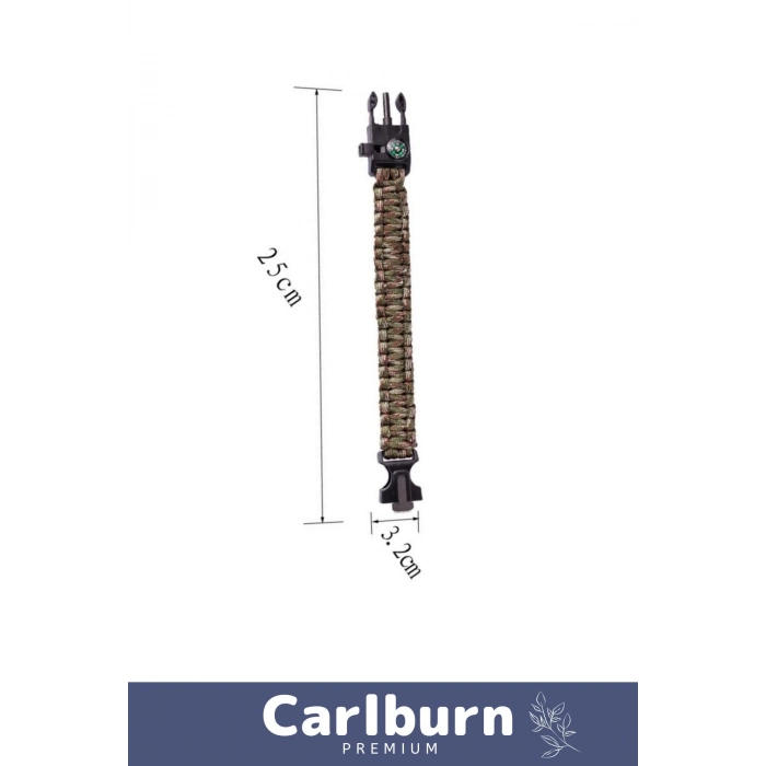 Özel Üretim Kiti Düdük Çakı Pusula Çakmaktaşı Paraşüt İpi Rahat Çok Amaçlı Hayatta Kalma Bilekliği