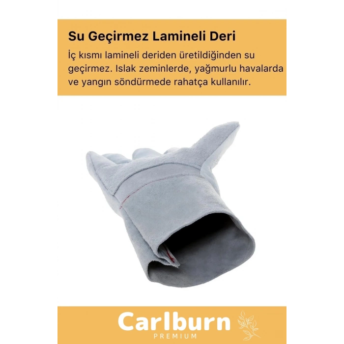 Deluxe Serisi Yanmaz Isıya Dayanıklı Eldiven Kaynak Yangın Için Su Geçirmez Çok Amaçlı Deri Eldiven