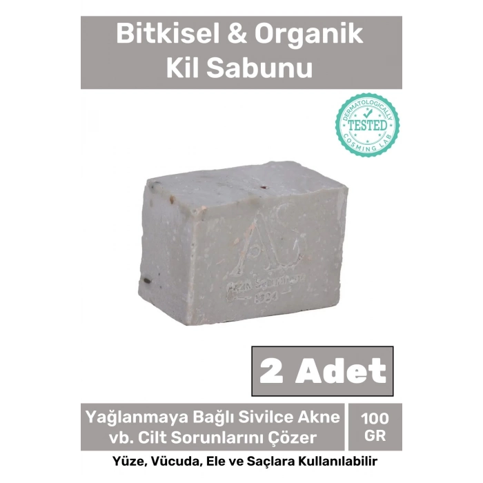 Özel Üretim %100 Doğal Güzel Kokulu El Yüz Saç Vücut Cilt Orijinal Kil Sabunu - 2 Adet