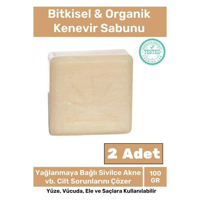 Özel Üretim %100 Doğal Güzel Kokulu El Yüz Saç Vücut Cilt Orijinal Kenevir Sabunu - 2 Adet
