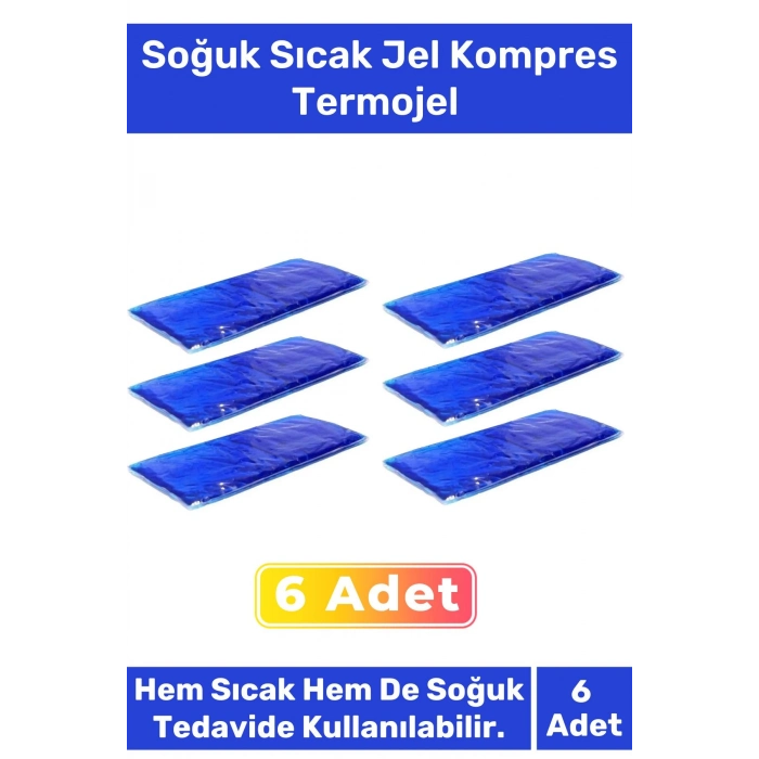 Premium Soğutucu Tekrar Kullanılabilir Soğuk Sıcak Jel Kompres Termojel Buz Paketi 6 Adet
