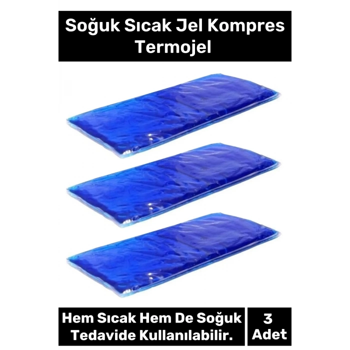 Premium Soğutucu Tekrar Kullanılabilir Soğuk Sıcak Jel Kompres Termojel Buz Paketi 3 Adet