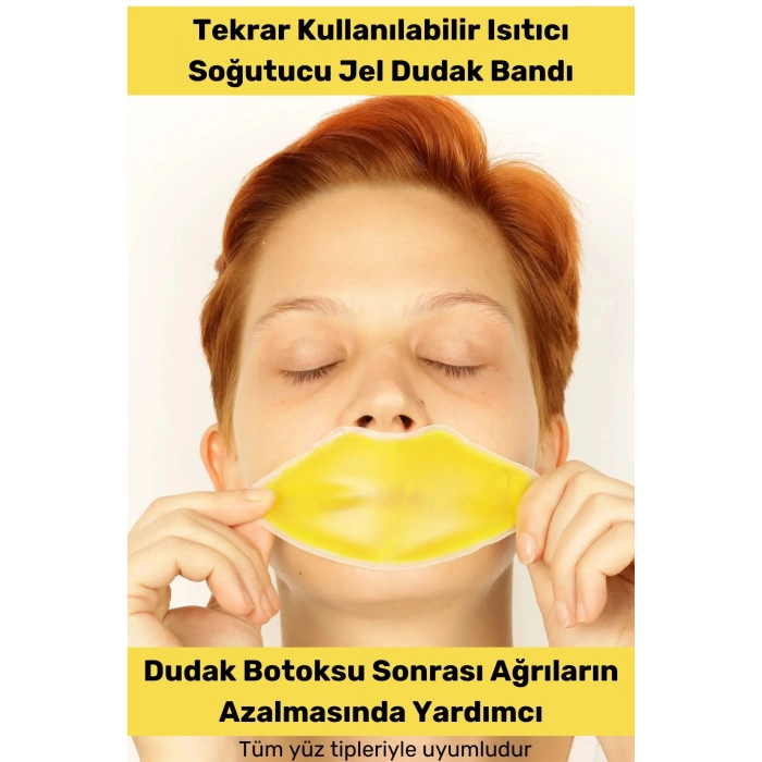 Özel Dudak Botoksu Soğuk Sıcak Termojel Tekrar Kullanılabilir Isıtıcı Soğutucu Jel Sarı Dudak Bandı