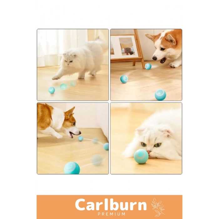 Özel Uzun Süre Dayanıklı Silikon 3 Modlu Otomatik Kumandalı İnteraktif Kedi Köpek Şarjlı Oyun Topu