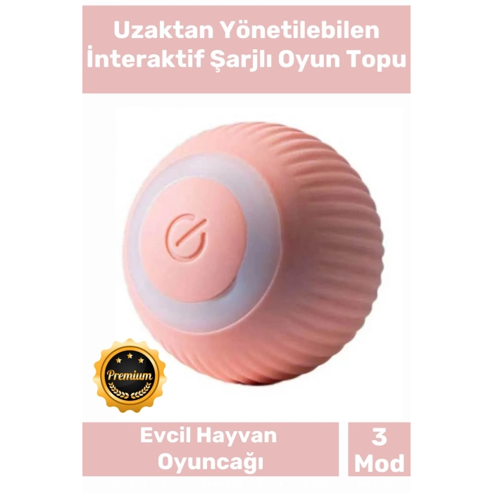 Özel Uzun Süre Dayanıklı Silikon 3 Modlu Otomatik Kumandalı İnteraktif Kedi Köpek Şarjlı Oyun Topu