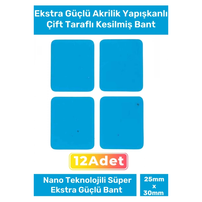 Özel Seri Ekstra Güçlü PE Köpük Esaslı Çift Taraflı Hazır Kesilmiş 25x30mm Asma Bant 12 Adet
