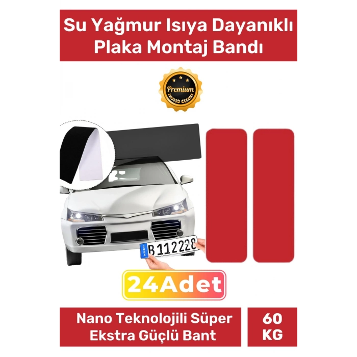 Ekstra Güçlü Neme Basınçlı Su Yağmur Isıya Dayanıklı Çift Taraflı 85x30mm Plaka Montaj Bandı 24 Adet