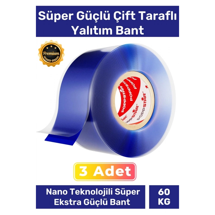 Ekstra Güçlü Hava Su Sızdırmaz İzolasyon Çok Amaçlı Çift Taraflı Silikon Bant 18mm x 1.5m - 3 Adet