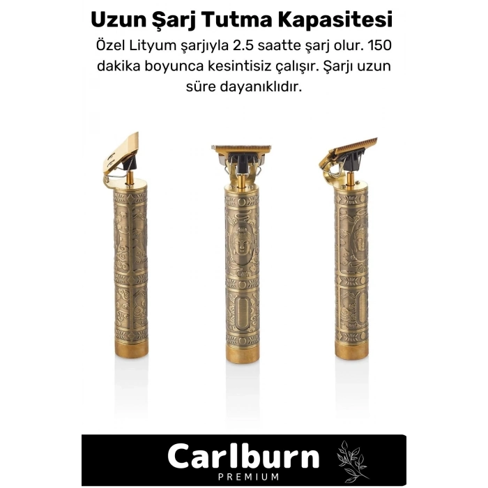 Premium Çelik Kasa Profesyonel Şarjlı Saç Sakal Ense Çizim Lazer Öncesi Tüm Vücut Tıraş Makinesi