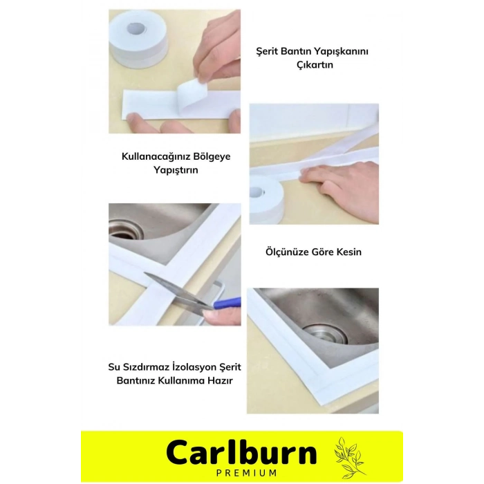 Ekstra Güçlü Su Geçirmez Sızdırmaz Dayanıklı Yalıtım Tamir Küf Önleyici Beyaz Bant 3.2m - 4 Adet