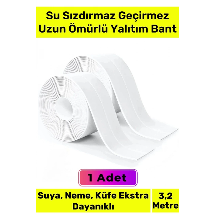 Ekstra Güçlü Su Geçirmez Sızdırmaz Dayanıklı Yalıtım Tamir Küf Önleyici Beyaz Bant 3.2m - 1 Adet