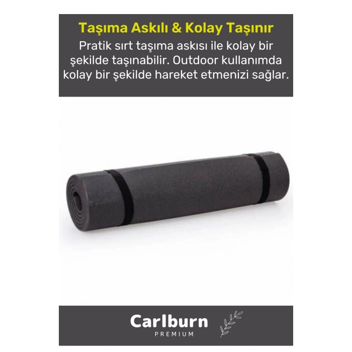 Premium Su Geçirmez Konforlu Taşıma Askılı Çift Taraflı Zemin Çadır Uyku Kamp Matı Yer Minderi 10mm