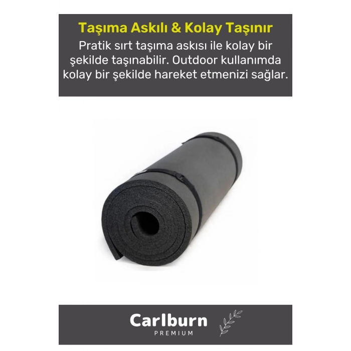 Premium Su Geçirmez Konforlu Taşıma Askılı Çift Taraflı Zemin Çadır Uyku Kamp Matı Yer Minderi 10mm