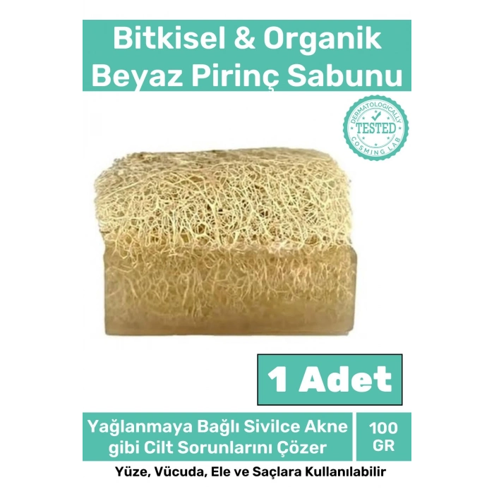Özel %100 Doğal Koku Yüz Cilt Beyazlatıcı Organik Nemlendirici Kabak Lif Beyaz Pirinç Sabunu 1 Adet