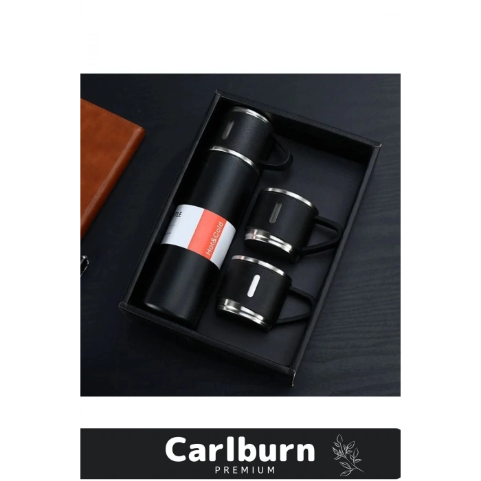 Özel Üretim Paslanmaz Çelik 3 Bardaklı Soğuk Sıcak Termos Vakumlu Termos Set Çanta Hediyeli 550 Ml