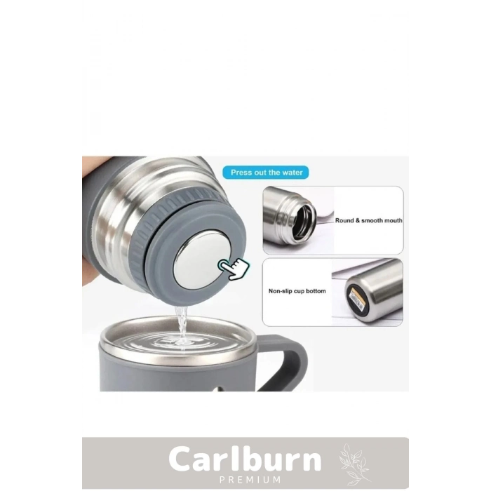 Özel Üretim Paslanmaz Çelik 3 Bardaklı Soğuk Sıcak Termos Vakumlu Termos Set Çanta Hediyeli 550 Ml