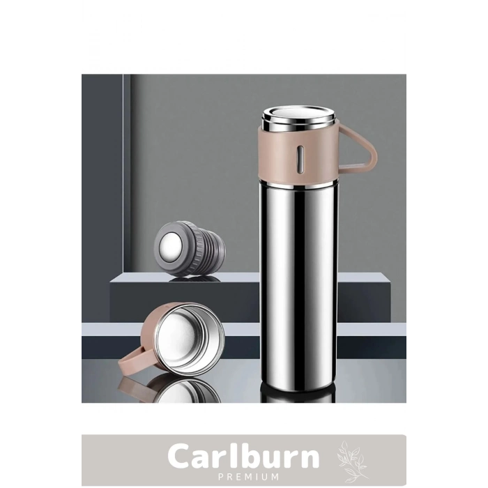 Özel Üretim Paslanmaz Çelik 3 Bardaklı Soğuk Sıcak Termos Vakumlu Termos Set Çanta Hediyeli 550 Ml