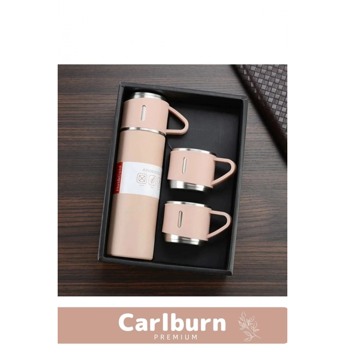 Özel Üretim Paslanmaz Çelik 3 Bardaklı Soğuk Sıcak Termos Vakumlu Termos Set Çanta Hediyeli 550 Ml