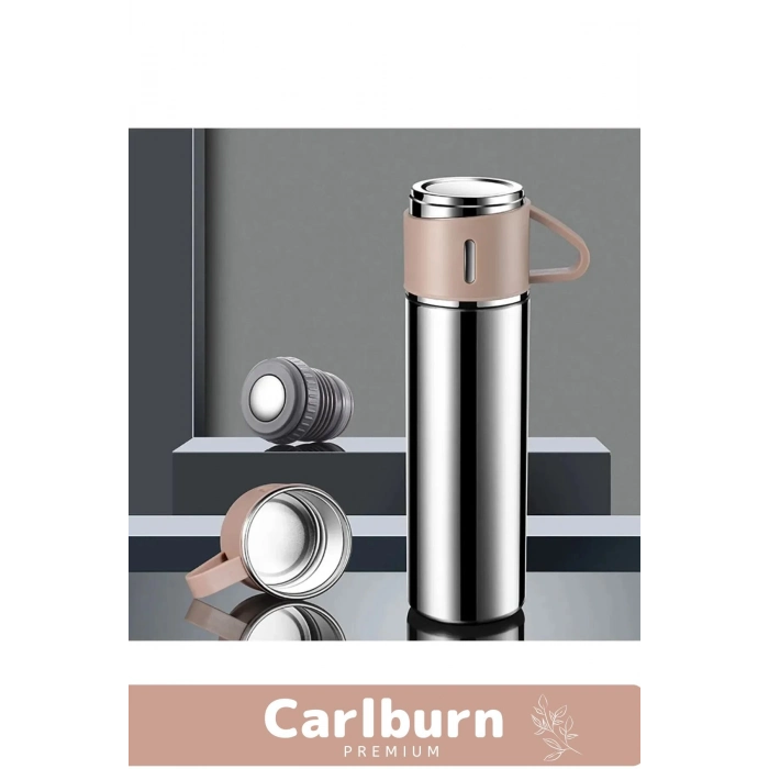 Özel Üretim Paslanmaz Çelik 3 Bardaklı Soğuk Sıcak Termos Vakumlu Termos Set Çanta Hediyeli 550 Ml