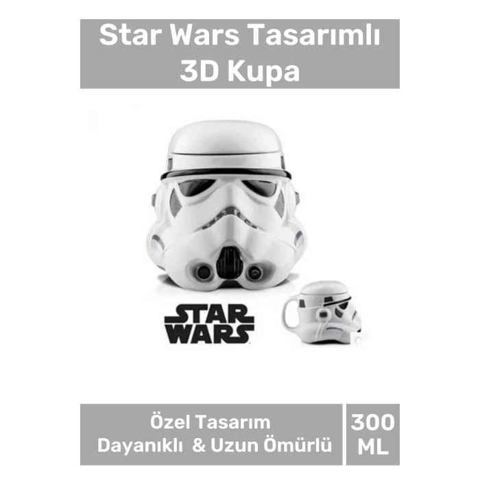 Premium Özel Tasarım Hediye Kutulu Star Wars Şekilli Seramik Kupa 14 x 15 cm 3D Bardak