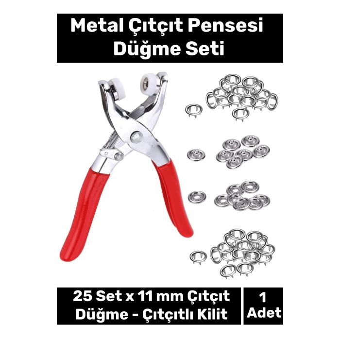 Deluxe Seri Gömlek Elbise Ceket Polar Bandana Badi Emzik Klips Metal Çıtçıt Pensesi Ve 25 Düğme Seti