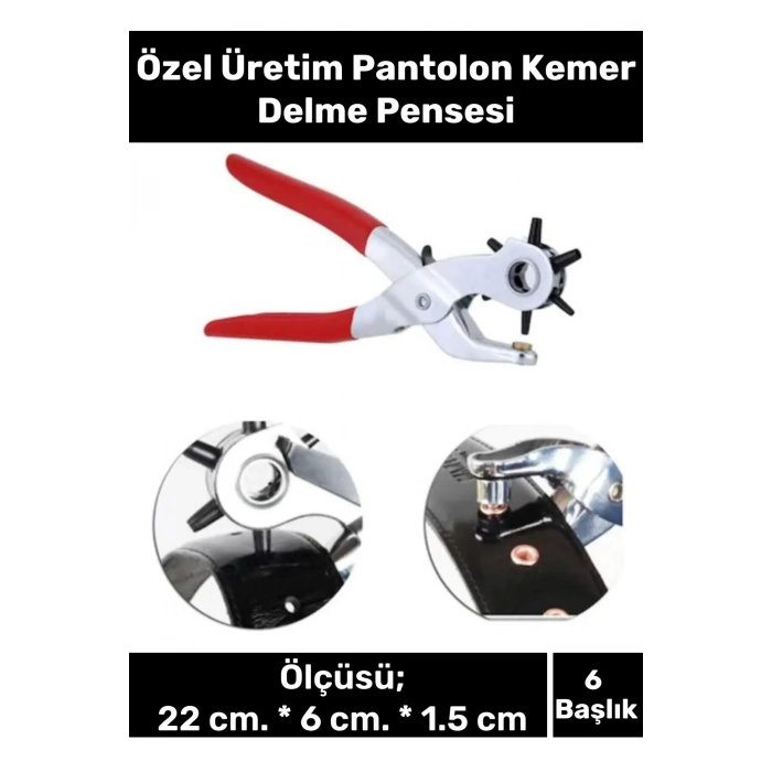 Özel Üretim 6 Başlıklı Delik Açıcı Perçin Prensi Erkek Kadın Pantolon Kemer Delme Pensesi