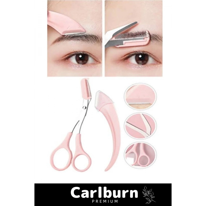 Özel Üretim Kompakt Tasarım Pratik Taraklı İstenmeyen Tüy Taşınabilir Kaş Makası Usturası Seti