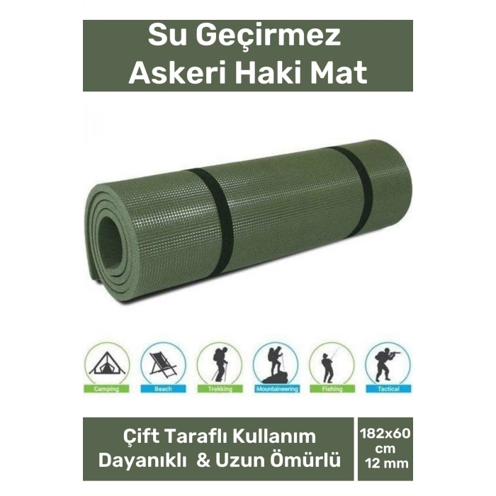 Özel Su Geçirmez 182x60cm Hafif Pratik Dayanıklı Isı Yalıtım 12mm Kalınlık Köpük Askeri Haki Mat