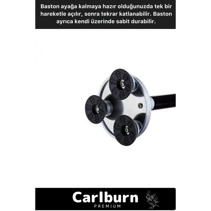 Kolay Açılıp Kapanan Dayanıklı Katlanabilir Full Fonksiyonlu Led Işıklı Fenerli Yürüyüş Bastonu