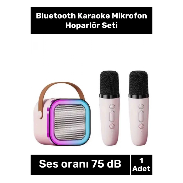 Yeni Nesil Şarj Edilebilir Pilli Güçlü Ses Performanslı Bluetooth Karaoke Mikrofon Hoparlör Seti