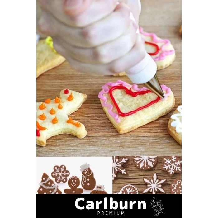 Premium Seri Paslanmaz Çelik Uçlu Pasta Kek Süsleme Torbası Krema Sıkma Seti 10 Parça - 2 Adet