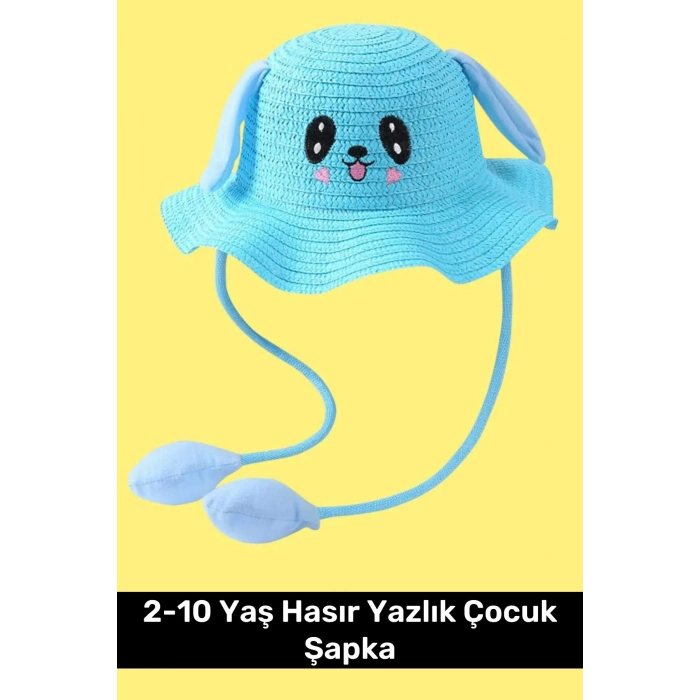 Özel Üretim Benzersiz Tasarım Hareket Eden Kulakları Oynayan 2-10 Yaş Hasır Yazlık Çocuk Şapka