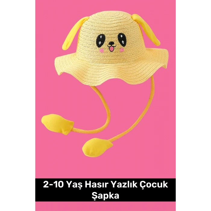 Özel Üretim Benzersiz Tasarım Hareket Eden Kulakları Oynayan 2-10 Yaş Hasır Yazlık Çocuk Şapka