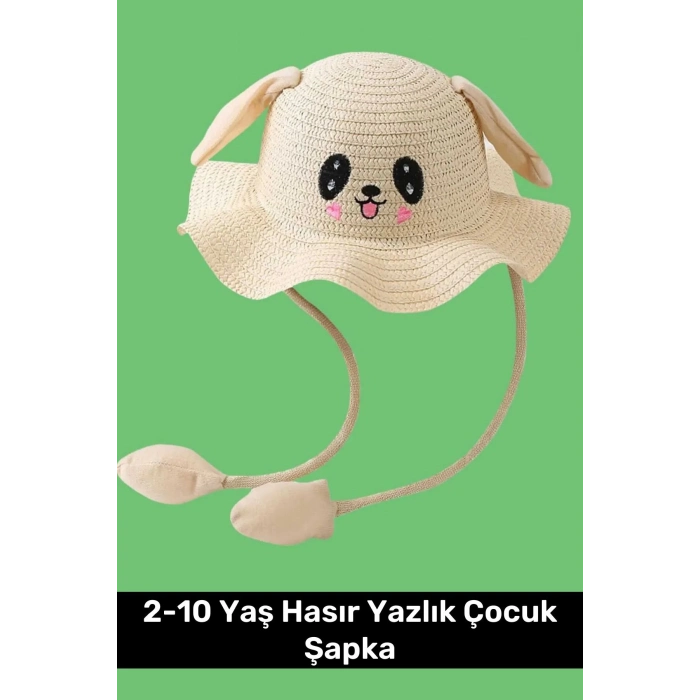 Özel Üretim Benzersiz Tasarım Hareket Eden Kulakları Oynayan 2-10 Yaş Hasır Yazlık Çocuk Şapka
