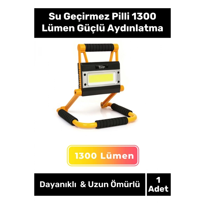 Premium Seri Beyaz Işık Sert Plastik TPR Su Geçirmez Pilli 1300 Lümen Güçlü Aydınlatma