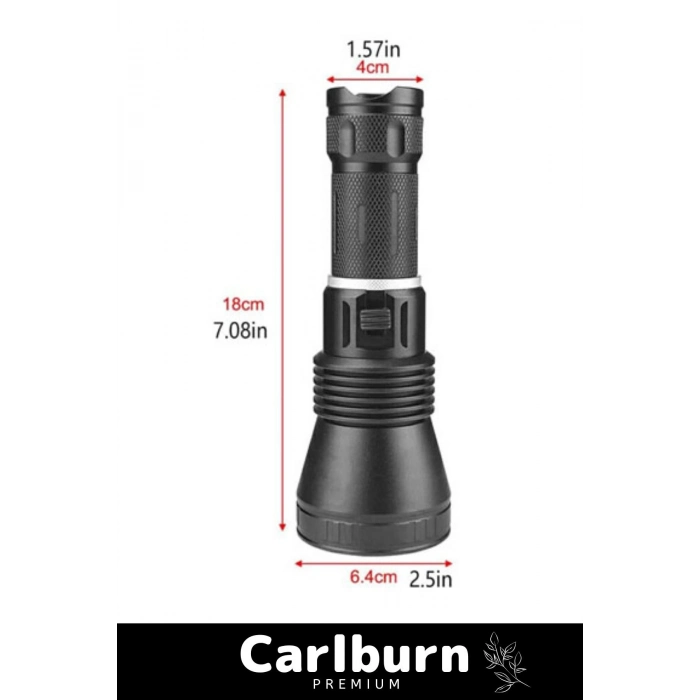 Premium Seri 750 Metre Menzilli Ultra Yüksek Aydınlatma 1200 Lümen Profesyonel Şarjlı El Feneri