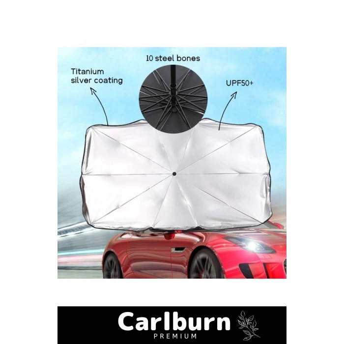 Premium Seri Titanyum Gümüş Kaplama UV Geçirmez Güçlü Dayanıklı  Araç İçi Ön Cam Şemsiye Güneşlik