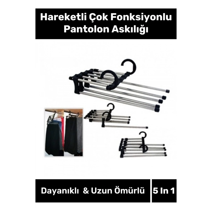 Özel Üretim Dayanıklı Dolap Organizer Hareketli Çok Fonksiyonlu Pantolon Askılığı 5 In 1