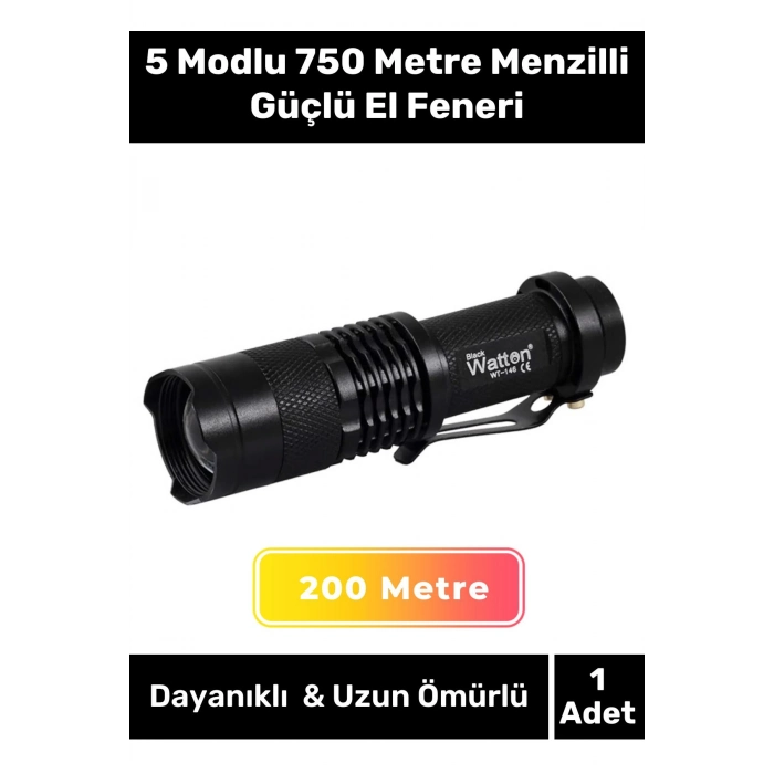 Özel Beyaz Işık  Dayanıklı 3 Modlu 200 Metre Menzilli  Geçici Körlük Yapan Mini Projektör El Feneri
