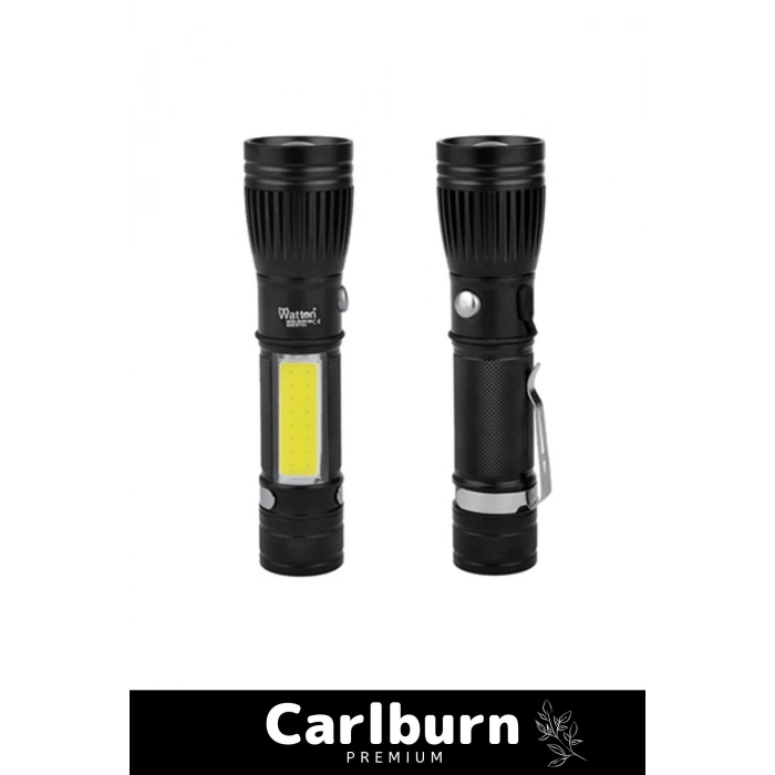 Premium Seri 4 Modlu Şarjlı Beyaz Işık Yüksek Kaliteli 300 Metre Menzilli Mıknatıslı El Feneri