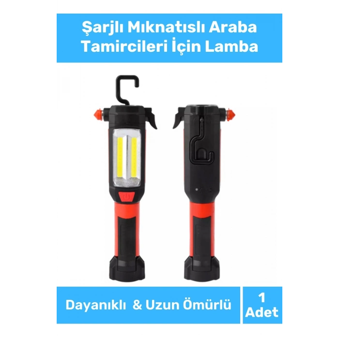 Premium Seri Şarjlı 2 Modlu Dayanıklı Askılı Sabitlenebilir Mıknatıslı Araba Tamircileri İçin Lamba