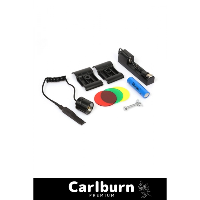 Profesyonel 450 Metre Menzilli Mat Beyaz Işıklı Tek Modlu P50 Led 3000 Lümen Şarjlı Av Feneri