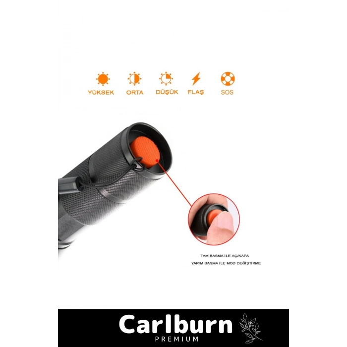 Premium Seri Ultra Yüksek Beyaz Işık 500m Menzilli Şarjlı Orijinal 800 Lümen TX6 Özel Avcı Feneri